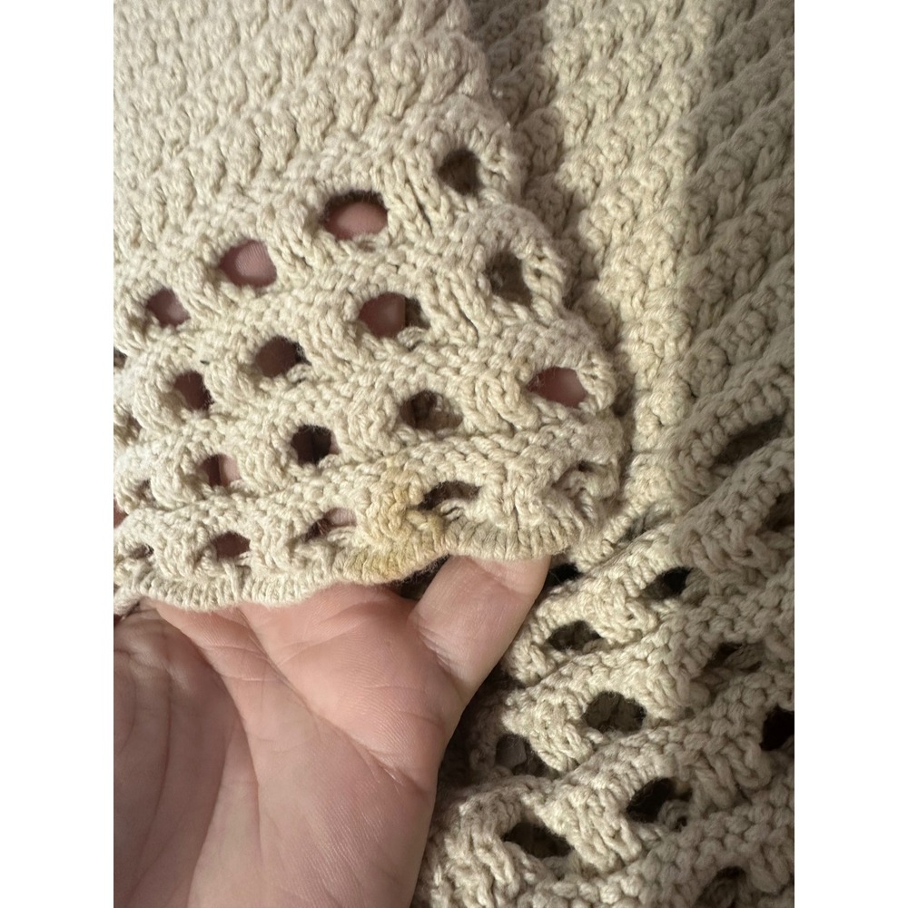 Style & Co Cream Chunky Knit 3/4 Sleeve Crochet Style Cropped Cardigan Sz Small‎ - Picture 6 of 7
